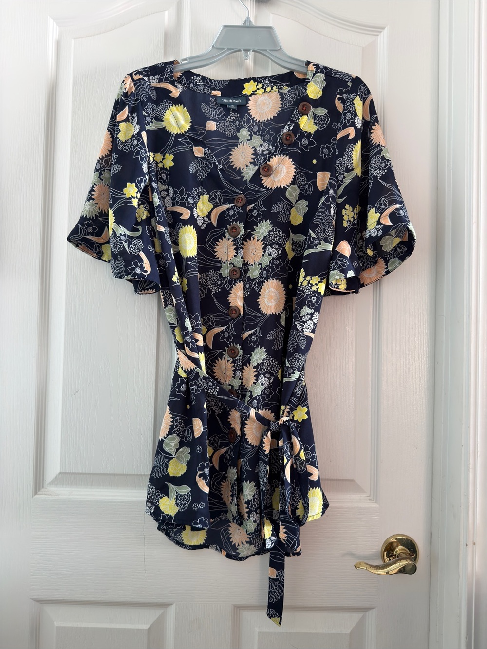 ModCloth Short Sleeve Belted Tunic Blouse
